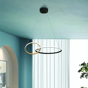 Lampadario LED design Kara nero, luce naturale 3000 lumen, NOVECENTO