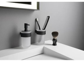 Gedy - Portaspazzolino a parete PIRENEI bianco latte vetro/nero