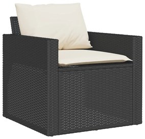 Set divano da giardino 6 pz con cuscini nero in polyrattan