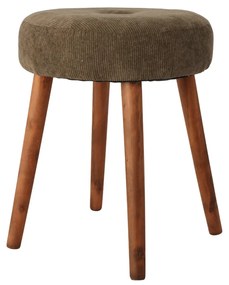Sgabello verde con gambe in legno