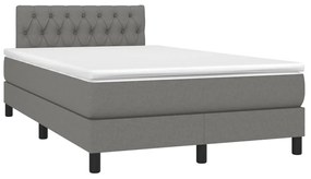 Letto a molle materasso e led grigio scuro 120x190cm in tessuto