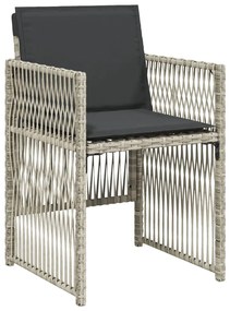 Set pranzo giardino 11pz con cuscini grigio chiaro polyrattan