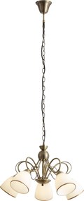 Lampada a sospensione classica bronzo con vetro opale 5 luci - Katarina