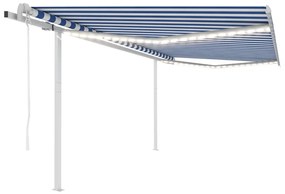 Tenda Automatica Con Sensore Vento E Led 4x3,5 M Blu E Bianca /