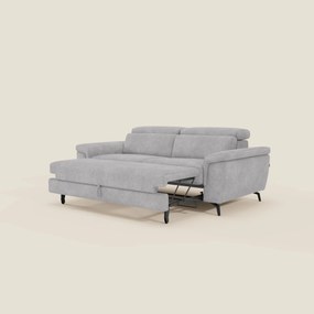 Estro Divano 3 posti con pouf estraibile - poggiatesta reclinabili in tessuto impermeabile T14 grigio chiaro