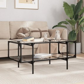 Tavolini Con Piano Vetro Trasparente 2 Pz 98,5x50x45 Cm Acciaio /