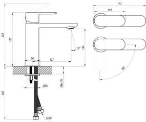 Ravak X070460 - Rubinetto per lavabo CHROME 17,7 cm nero