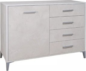 Madia Drexa in Legno 110x45 cm Cemento spatolato con 1 Anta e 4 Cassetti