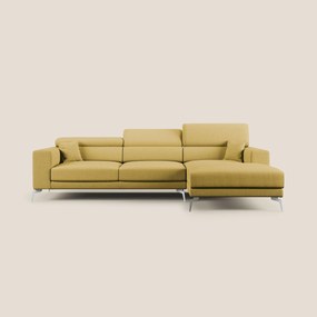 Blade Divano moderno angolare con poggiatesta reclinabili in tessuto impermeabile simil-cotone T13
