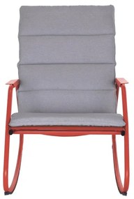 Sedia a dondolo da giardino con cuscino grigio e braccioli Lyco NATERIAL struttura in acciaio, seduta in textilene rosso