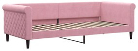 Divano letto con materasso rosa 90x200 cm in velluto