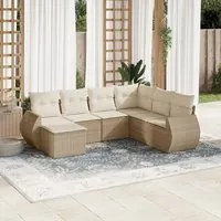 Set Divani da Giardino 7 pz con Cuscini Beige in Polyrattan 3221697