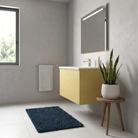 Mobile da bagno sospeso sotto lavabo Pixel grid 1 cassetto L 60 x H 40 x P 45.5 cm giallo laccato opaco, con maniglia alluminio brillante