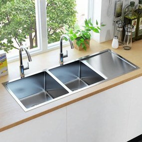Lavello Da Cucina Lavorato A Mano İn Acciaio Inox /