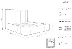 Letto matrimoniale imbottito beige con contenitore con griglia 200x200 cm Kelp - Micadoni Home