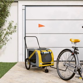 Rimorchio Da Bici Per Animali Giallo E Grigio Oxford E Ferro /