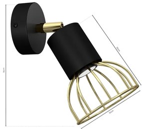 Faretto da muro  DANTE 1xGU10/25W/230V nero/oro