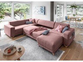Divano angolare rosa allungabile e con contenitore (penisola a sinistra/a U) Classy Sophie – Miuform