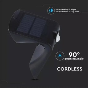 Applique a LED solare con sensore LED/1.5W/3,7V IP65 nero