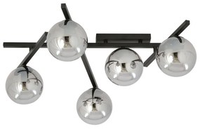 Lampadario da Soffitto in Acciaio e Vetro SMART 5 Nero 5xE14 Colore delle Sfere Grafite