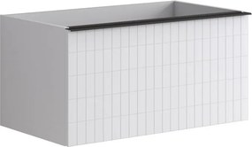 Cassettiera Pixel con 2 cassetti frontale grid laccato opaco bianco e maniglia alluminio nero opaco L80 x H40 x P45,5cm