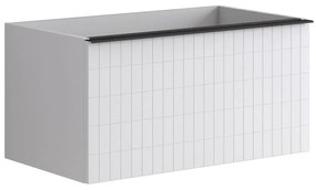 Mobile da bagno sotto lavabo Pixel grid bianco laccato L 80 x H 40 x P 45.5 cm 2 cassetti, lavabo non incluso