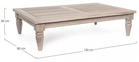 Tavolino BALI per esterno in Legno teak FSC 120x80x h30 cm