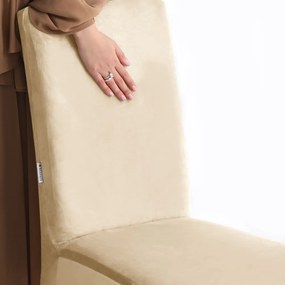 Set di coprisedia beige con rivestimento elastico per sedie 4 pz 48 cm Sento – Restilo