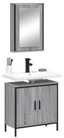 Set mobili da bagno 2 pz grigio sonoma in legno multistrato