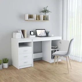 Scrivania bianca 140x50x76 cm in legno multistrato