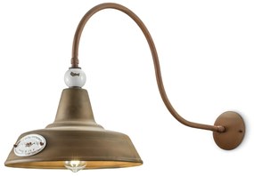 Applique Vintage Grunge Ferro E Ceramica Bianco 1 Luce E27