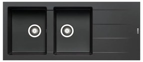 Lavello integrato 2 vasche in granito nero PYRAMIS Athlos L 50 x L 116 cm