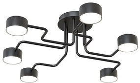 Plafoniera Moderna Ade Acciaio Nero 6 Luci Gx53 Ip20