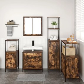 Set di mobili da bagno 5 pezzi in legno ingegnerizzato rovere affumicato