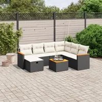 Set Divani da Giardino con Cuscini 8 pz Nero in Polyrattan 3265333