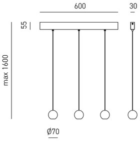 Sospensione Multipla Contemporanea Guya Alluminio Oro E Nero Satinato 3 Luci Led