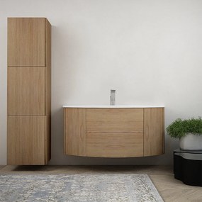 Mobile bagno 120 cm Rovere tabacco sospeso con colonna da 170 cm