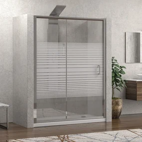 Kamalu - Box doccia nicchia 110cm vetro serigrafato altezza 180cm K410N