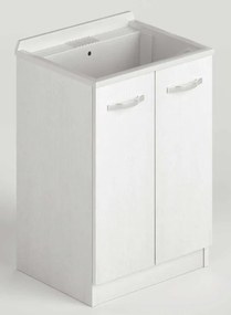 Lavatoio bianco frassinato da 61 cm con kit completo per lavanderia