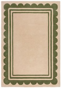 Tappeto in lana tessuto a mano di colore verde-naturale 120x170 cm Lois Scallop - Flair Rugs