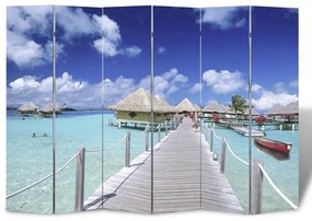 Paravento Pieghevole 217x170 cm con Stampa Spiaggia