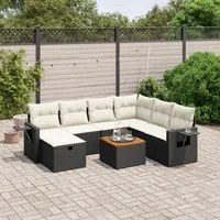 Set Divani da Giardino con Cuscini 8 pz Nero in Polyrattan 3264962