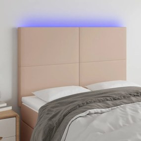 Testiera A Led Cappuccino 144x5x118/128 Cm İn Similpelle /