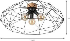 Brilagi - Plafoniera WOODY BASKET 3xE27/60W/230V Ø 80 cm rovere