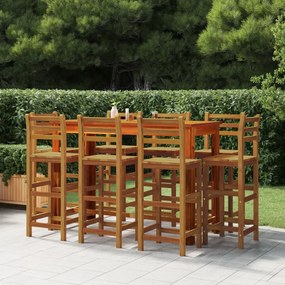 Set da bar per giardino 9 pz in legno massello di acacia