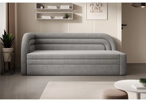 Divano grigio allungabile/con contenitore con penisola a sinistra e rivestimento in bouclé 223 cm Fabillo – ELTAP