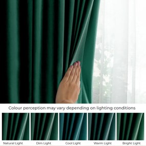 Tenda parzialmente oscurante verde scuro in velluto 140x245 cm Eyelets – Restilo