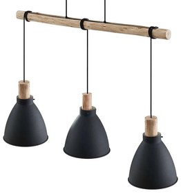 Lindby - Trebale 3 Lampada a Sospensione Nero/Quercia Lindby