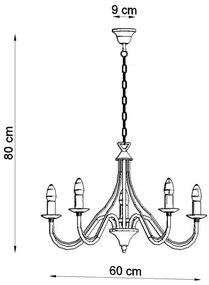 Lampadario a sospensione con catena MINERWA 5 5xE14/40W/230V nero