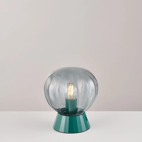 Lampada Da Tavolo Moderna Sydney Base Ottanio E Sfera In Vetro Fumé 1 Luce E14